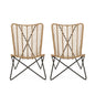 Wicker Chair With Geometric Cross Base, (Set of 2) - Light Brown