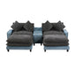 Sectional Sofa With Removable Ottomans, USB Ports, Cup Holders & Storage - Gray / Light Blue