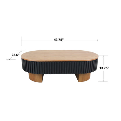 Elliptical Living Room Coffee Table With Hidden Storage And Removable Tabletop