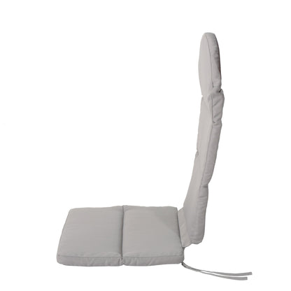 Outdoor Adirondack Chair Cushion With Water Resistant Fabric And Ties - Gray