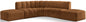 Arc - Velvet 6 Piece Corner Modular Sofa - Saddle