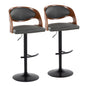 Pino - Mid Century Modern Adjustable Barstool With Swivel With Rounded T Footrest (Set of 2)