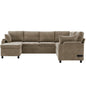 U-Shaped Sectional Sofa Bed With Storage, Charging Ports, And Cup Holders - Brown