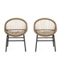 Outdoor Accent Chair With Curved Back And Basket Frame, (Set of 2) - Light Brown / Beige