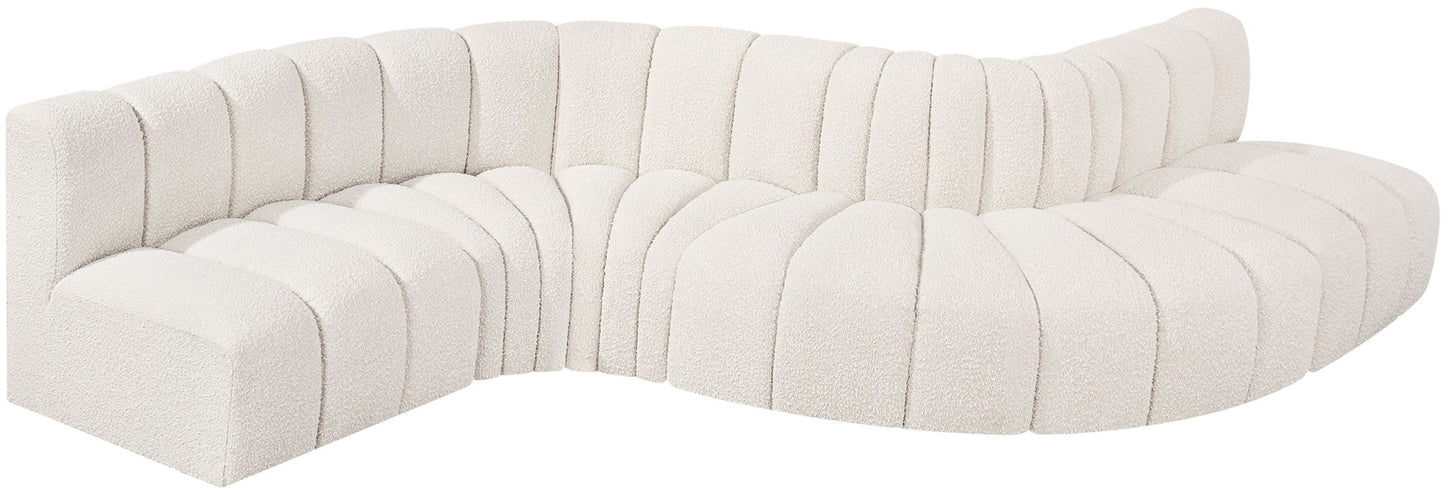 Arc - Boucle Fabric 6 Piece Curved Modular Sofa
