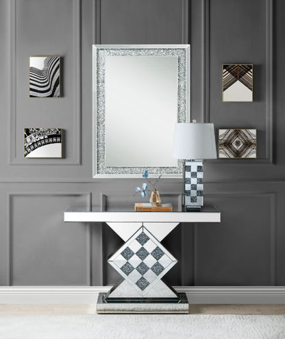 Noralie - 47" X 14" Console Table - Mirrored & Faux Diamonds