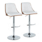 Gianna - Mid Century Modern Adjustable Barstool With Swivel With Rounded T Footrest (Set of 2)