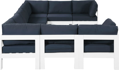 Nizuc - Outdoor Patio 9 Piece Modular Sectional With White Frame
