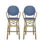 Outdoor Wicker And Aluminum French Barstools (Set of 2)