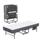 Twin Folding Bed With Memory Foam Mattress, On Wheels, Portable Bed For Adults & Guests - Black