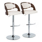 Pino - Mid-Century Modern Adjustable Barstool With Swivel With Rounded T Footrest (Set of 2) - Chrome / Cherry / White