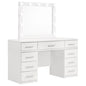 Sarah - 9 Drawer Vanity Desk With Mirror Set - White