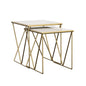 Sinclair - 2 Piece Nesting Table Set With Iron And Luxurious Marble Surface - White / Gold