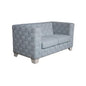 Saree - Loveseat - Light Teal Chenille & White