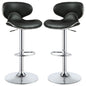 Bar Stool With Curved Design, Height Adjustable & Swivel Base (Set of 2) - Black