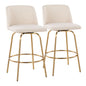 Toriano - Contemporary, Fixed Height Counter Stool With Swivel With Round Footrest (Set of 2)