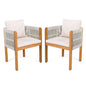 Outdoor Dining Chairs & Rope Handles (Set of 2) - Beige / Teak