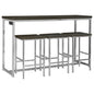4 Piece Counter Table Set With Built In Power Outlet - Brown
