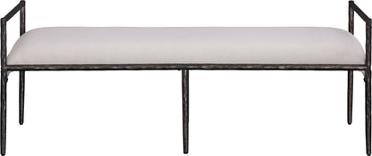 Axis - Linen Textured  Beige Fabric Upholstered Bench