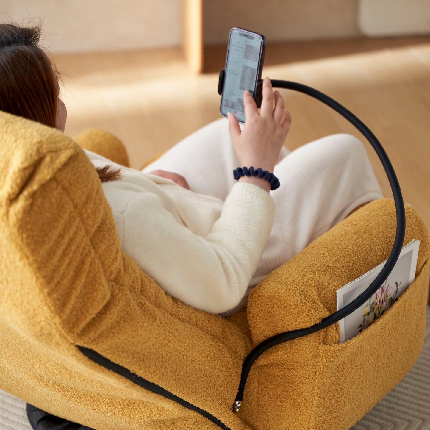 Adjustable Swivel Lounge Chair With 360 Degree Rotating Seat And Headrest Support