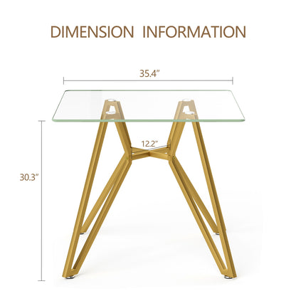 Modern Glass Dining Table With Metal Legs