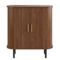 Fluted Wine Bar Cabinet With 8 Grid Wine Rack, 5 Level Adjustable Shelves, 2 Glass Holders