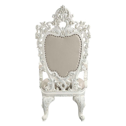 Vanaheim - Arm Chair (Set of 2) - Beige Synthetic Leather & Antique White