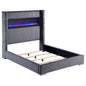 Haven - Upholstered Queen Bed With Integrated Flame Box - Gray