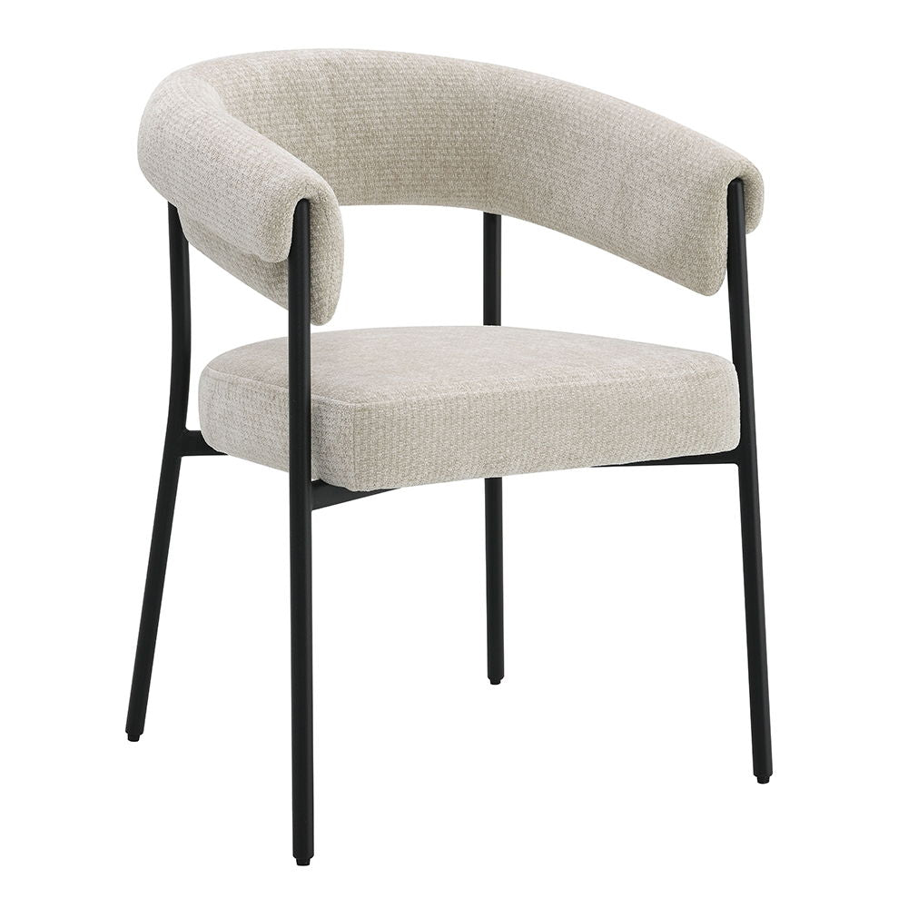 Jirina - Chenille Arm Chair (Set of 2) - Beige & Black