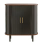 Fluted Wine Bar Cabinet With 8 Grid Wine Rack, 5 Level Adjustable Shelves, 2 Glass Holders