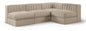 Rummi - Armless Velvet Performance Fabric Upholstered 4 Piece Modular Sectional