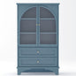 Glass Door Display Case With 2 Drawers And Adjustable Shelf