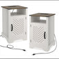 Farmhouse Nightstand With Charging Station & Storage