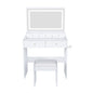 Modern Makeup Vanity Set With Power Outlet, Hair Dryer Holder, And Adjustable Lighting