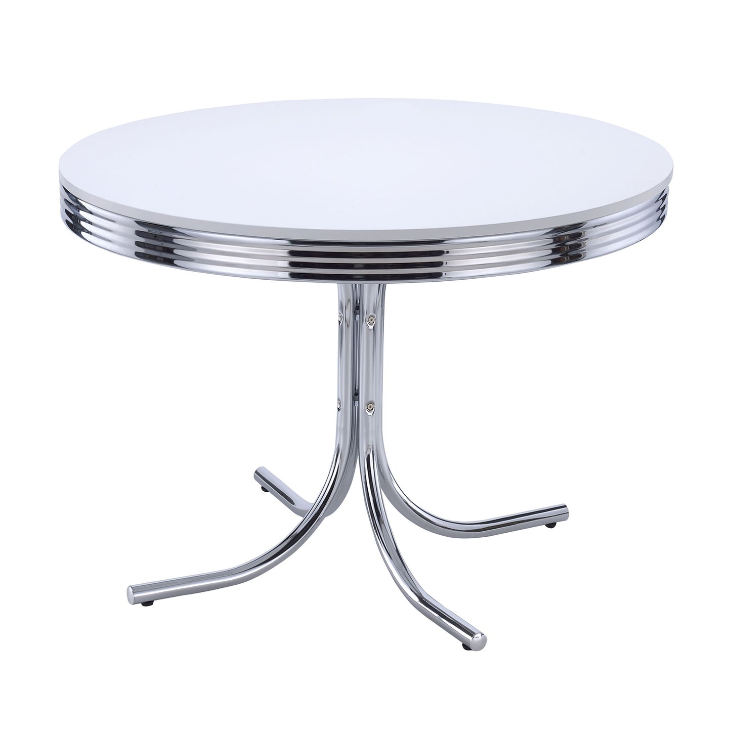 Marla - 5 Piece Dining Set With Round Table And Upholstered Chairs - White
