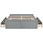 Queen Size Platform Bed Frame With 6 Drawers - Gray
