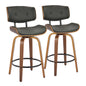 Lombardi - Mid-Century Modern Fixed Height Counter Stool With Swivel With Round Footrest (Set of 2)