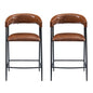 Counter Stools (Set of 2), Upholstered Counter Stools With Iron Frame, Backrest, Footrest, Arm Counter Stools For Home Bar, Kitchen Counter - Brown