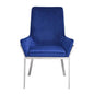 Cambrie - Side Chair (Set of 2) - Blue Velvet & Mirrored Silver