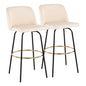 Toriano - Contemporary Fixed Height, Barstool With Swivel & Round Footrest (Set of 2)