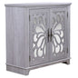 Elegant Sideboard With 2 Acrylic Mirrored Doors, Adjustable Shelf Storage