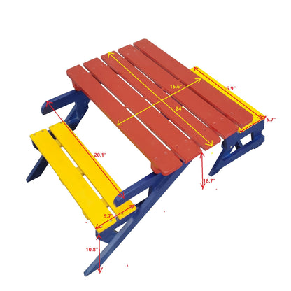 Kids Multi-Functional Arm Chair, Table With 2 Benches All-In-One Set