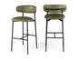 Lupita - Vegan Leather Upholstered Bar Stool With Matte Black Frame (Set of 2)