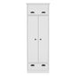 Dresser Closet With Upper Storage Covered With 1 Door, 2 Central Shelves, 1 Tube For Hanging Clothes Covered By 2 Doors, 1 Drawer At The Bottom - White