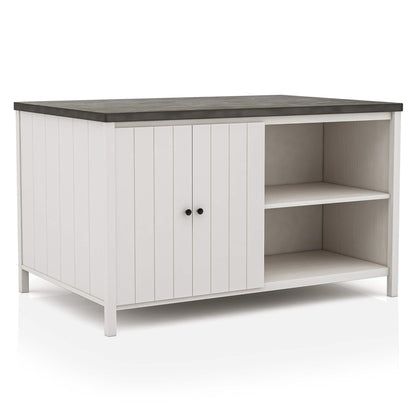 Counter Height Dining Table With Storage Cabinet Base - Dark Gray / Off White / Off White / Gray