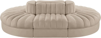 Rummi - Oval Velvet Performance Fabric Upholstered 6 Piece Modular Sectional