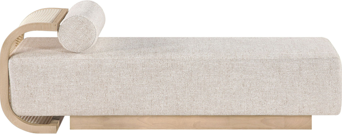 Zephyr - Linen Textured Fabric Upholstered Chaise - Painted Natural Base
