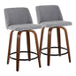 Toriano - Mid Century Modern, Fixed Height Counter Stool & Swivel And Round Footrest (Set of 2)
