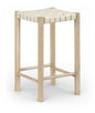 Entwine - Vegan Leather Upholstered Backless Counter Stool - Painted Natural