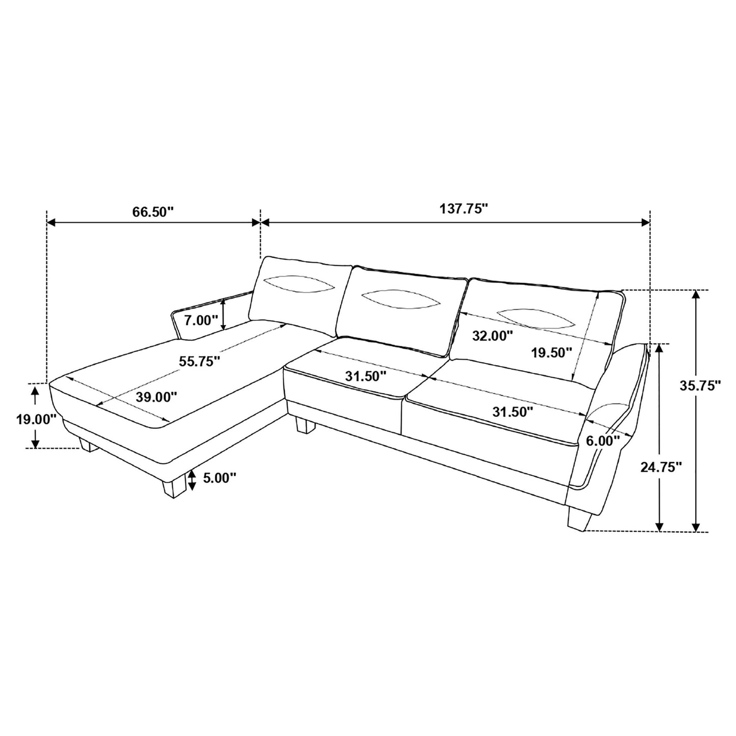 Granholm - Upholstered Curved Arm Sectional Sofa - White